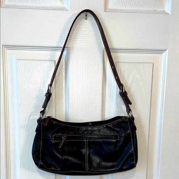 Vintage Y2k Tig & Co Black Leather Shoulder Bag - Picture 1 of 10